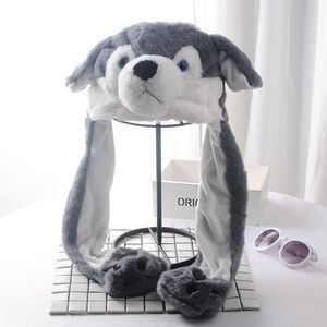 Gray Wolf Earflap Beanie Kids